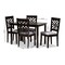 Baxton Studio Caron Gray Upholstered Espresso Finished Wood 5-Piece Dining Set 153-9402-8026 - alternate 3